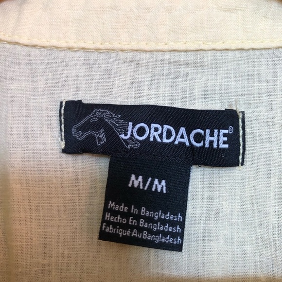 Vintage Yellow Linen Blend Coastal Tie Waist Short Sleeve Blouse Medium - Picture 3 of 9